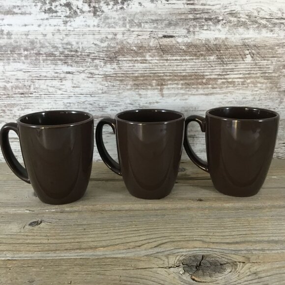Set of 3 Corelle Coordinates Stoneware Mugs Brown 4" - Picture 7 of 9